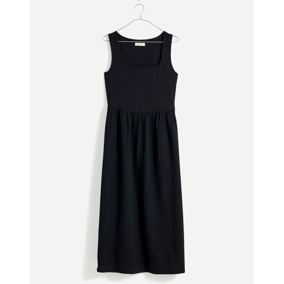 Madewell Knit Tank Midi Dress Black Minimalist Casual A Line Cotton Small NWT - Picture 6 of 16